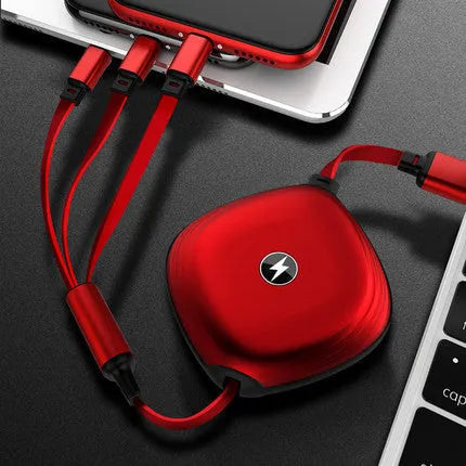 3-in-1 telescopic charging cable extended to 120cm with titanium alloy connectors