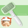 Automatic pet hair removal comb for dogs and cats in blue, grey, green, and pink colour options