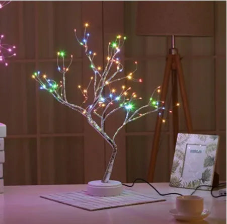LED Christmas tree light with 108 warm white LEDs, touch control base, and plastic construction