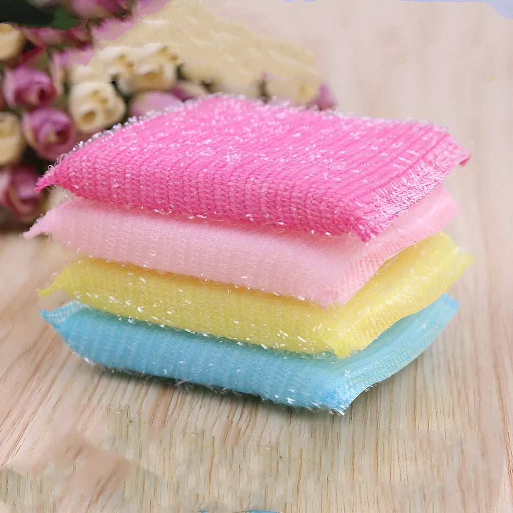 Pinstripe fabric dishwashing sponge mop in macaron colours showing 12cm length