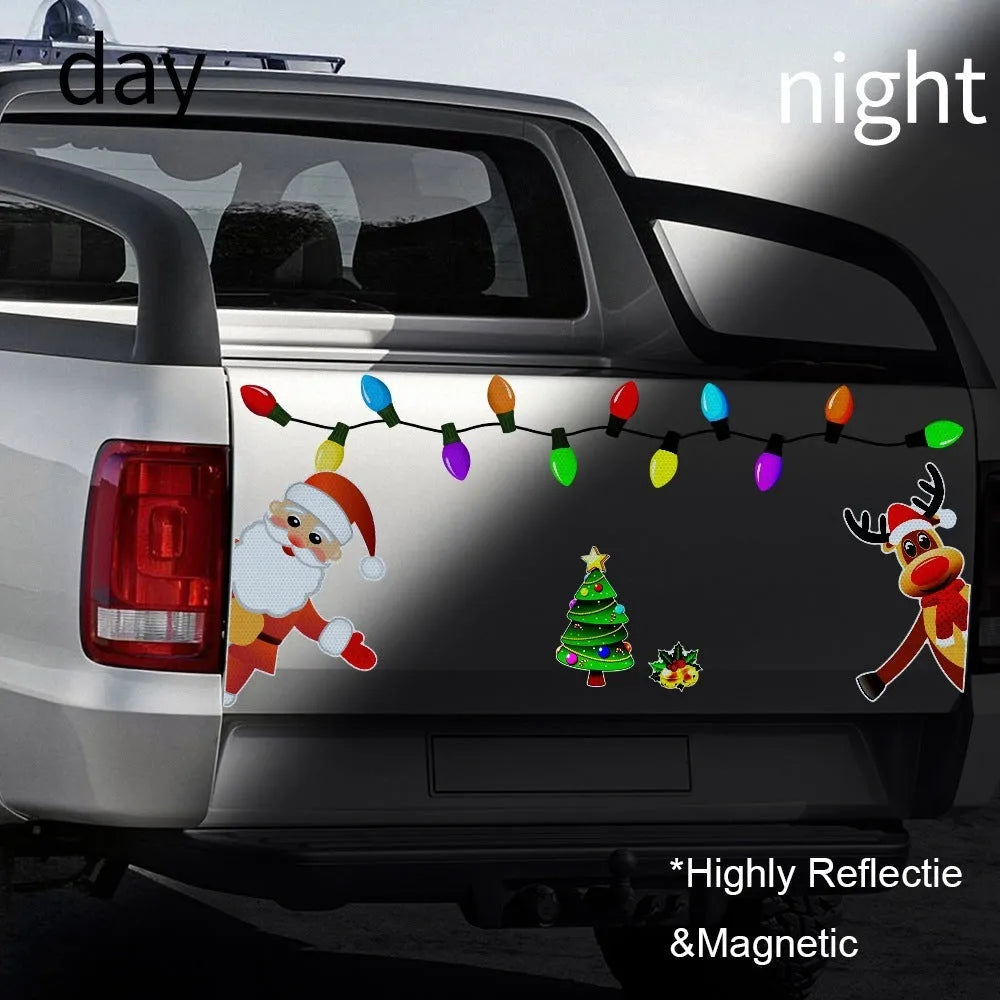 Christmas elk cartoon design magnetic car decoration sticker with reflective elements