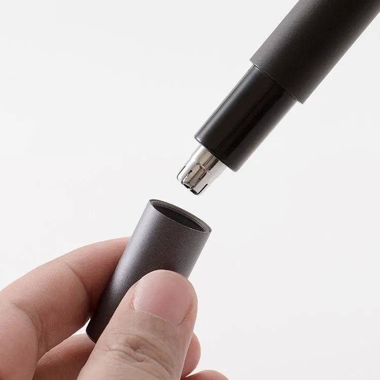 Electric nose hair trimmer for men and women, black, battery-powered, portable, fully washable ABS construction
