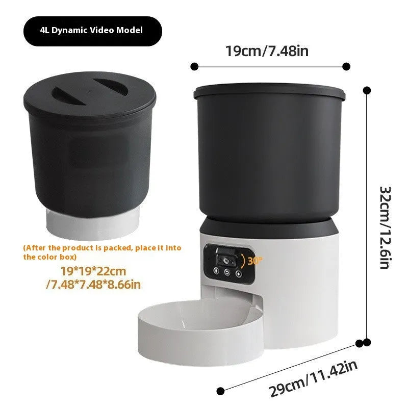 4L smart pet feeder with timing control and remote monitoring for cats and dogs