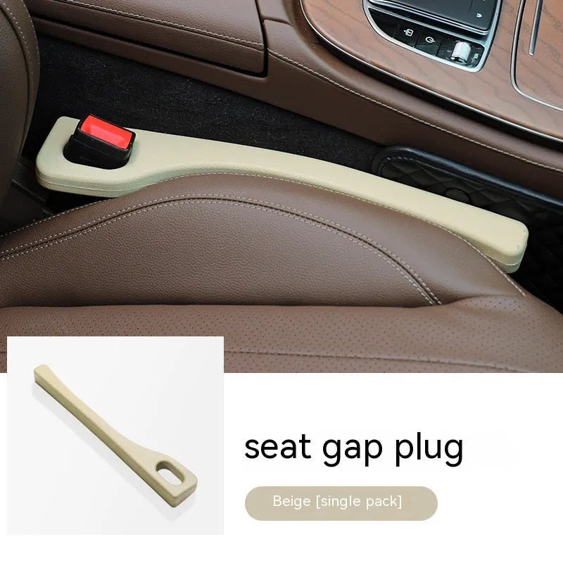 A pair of flexible polyurethane car seat gap strips in a choice of black, brown, red, or beige colours.