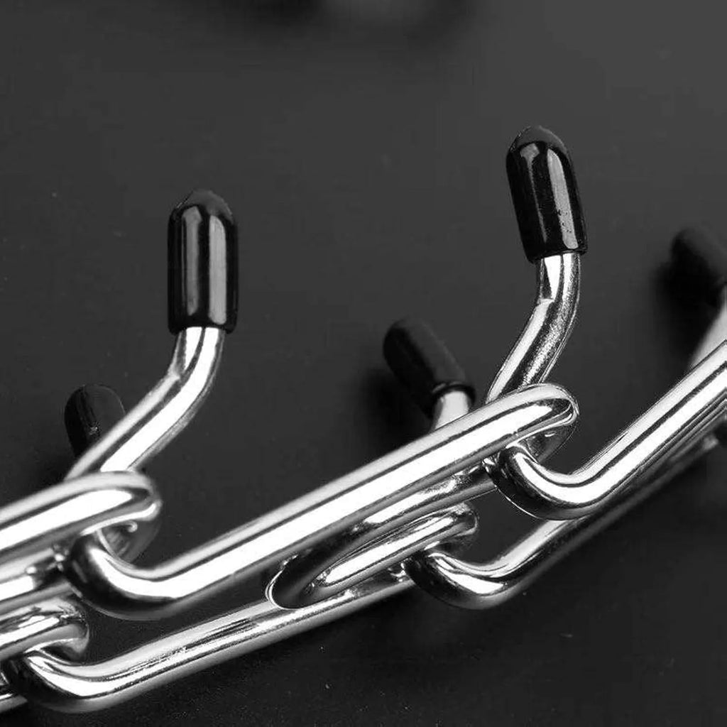 Stainless steel dog prong collar with rubber tips and adjustable chain design