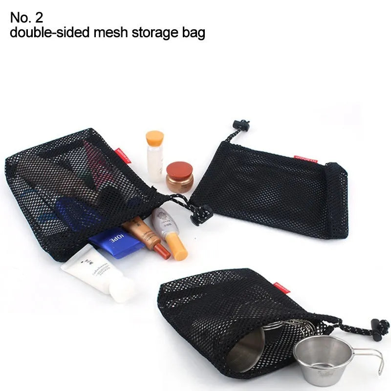 Red 5pcs outdoor travel storage bag set made of 200D Oxford cloth and mesh with zippers