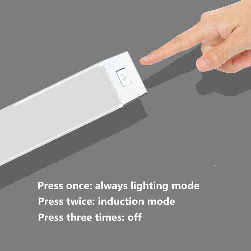Magnetic USB rechargeable LED closet light with motion sensor in aluminium housing