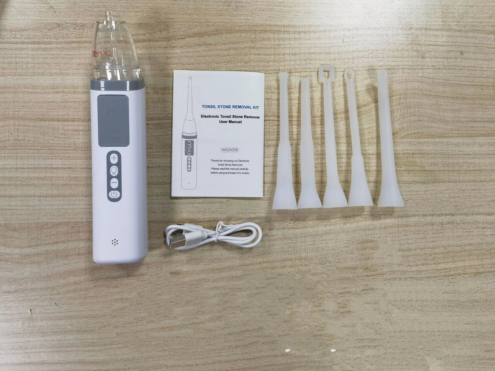 Stainless steel tonsillar extractor oral cleaning tool set for dental stone removal