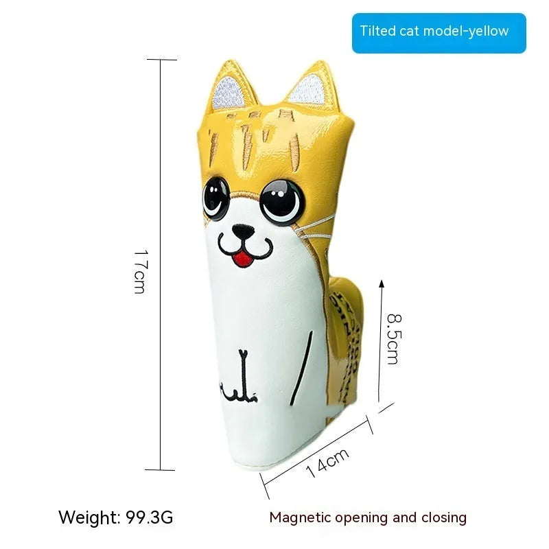 Golf putter sleeve in a themed design with PU waterproof fabric exterior and fleece lining.