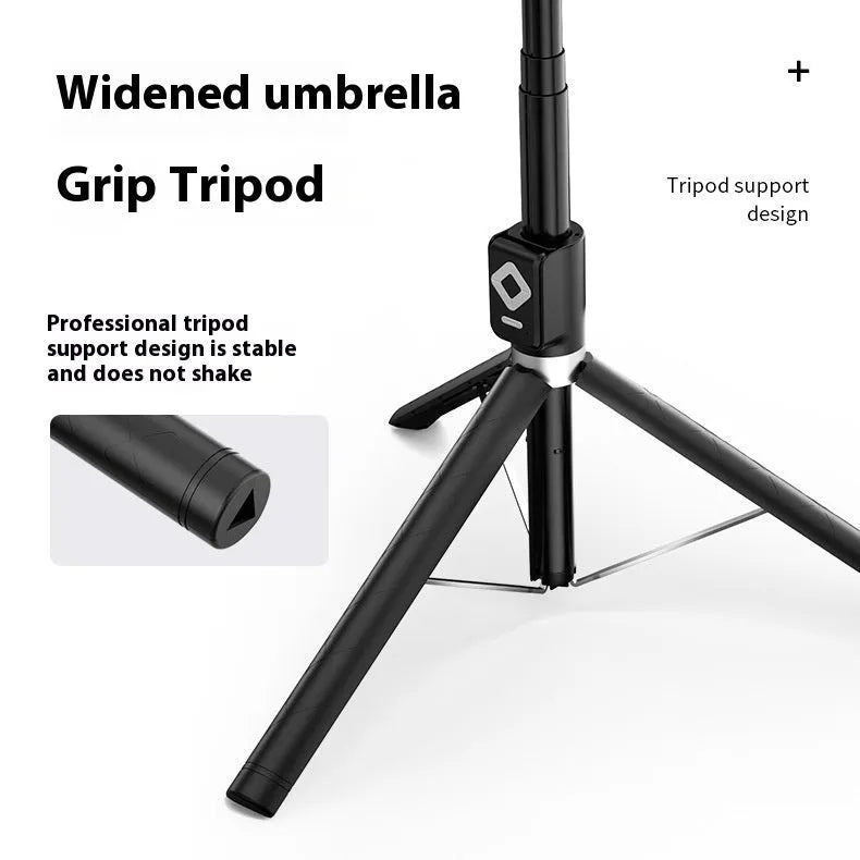T11 aluminium alloy selfie stick with dual light, available in black and white colours