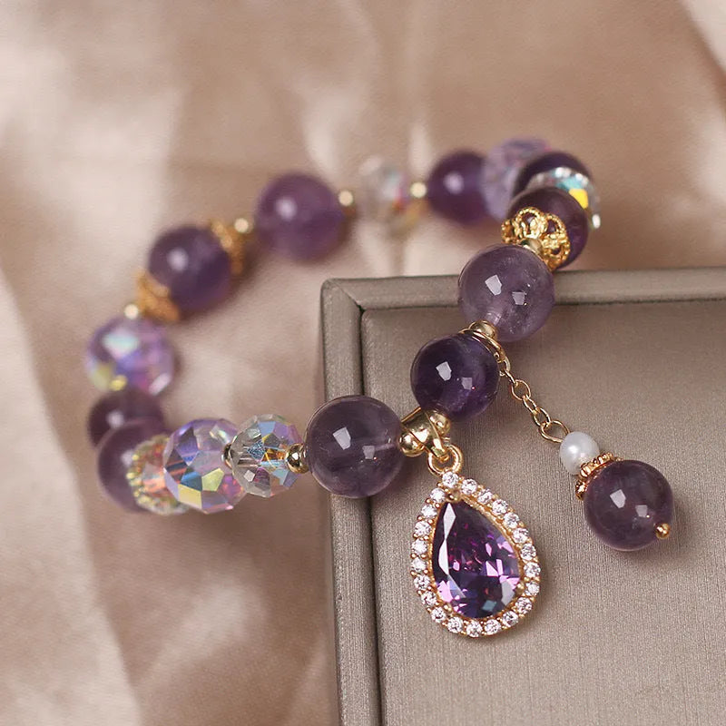 Natural purple amethyst crystal bracelet for women with micro-inlay craftsmanship