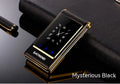 Dual Screen Flip A15 mobile phone in black showing both internal touch screen and external display.