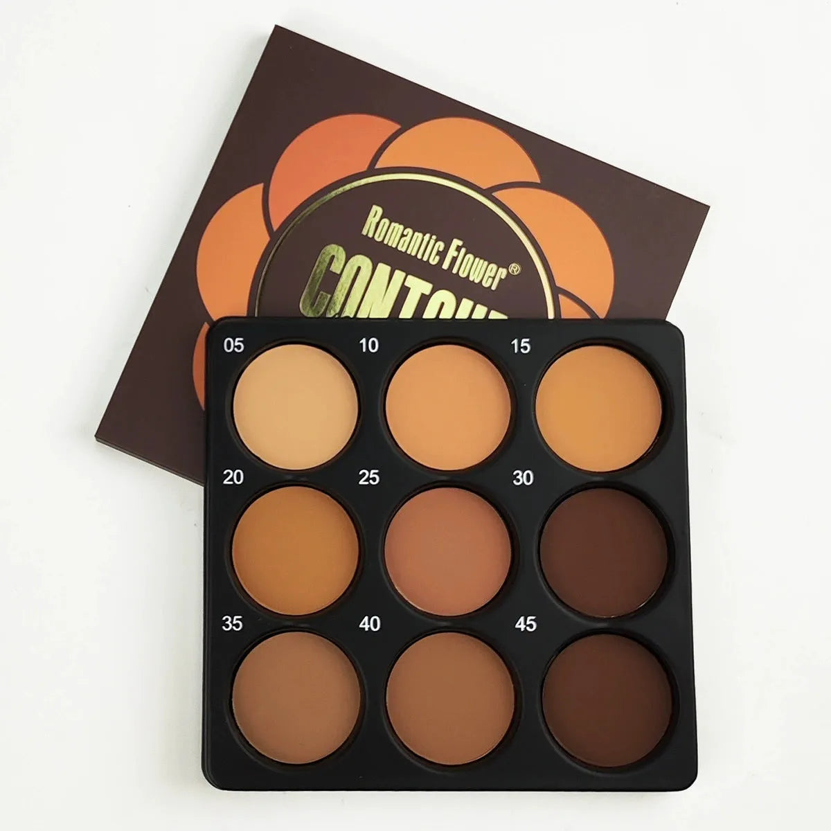 Dark matte makeup palette with nine waterproof colours in a repair disk compact for fashion styles