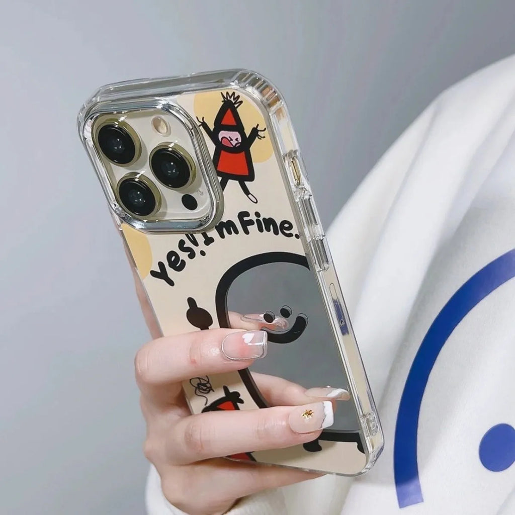 Fun potato chips cartoon villain drop-resistant phone case with mirror finish for Apple iPhone