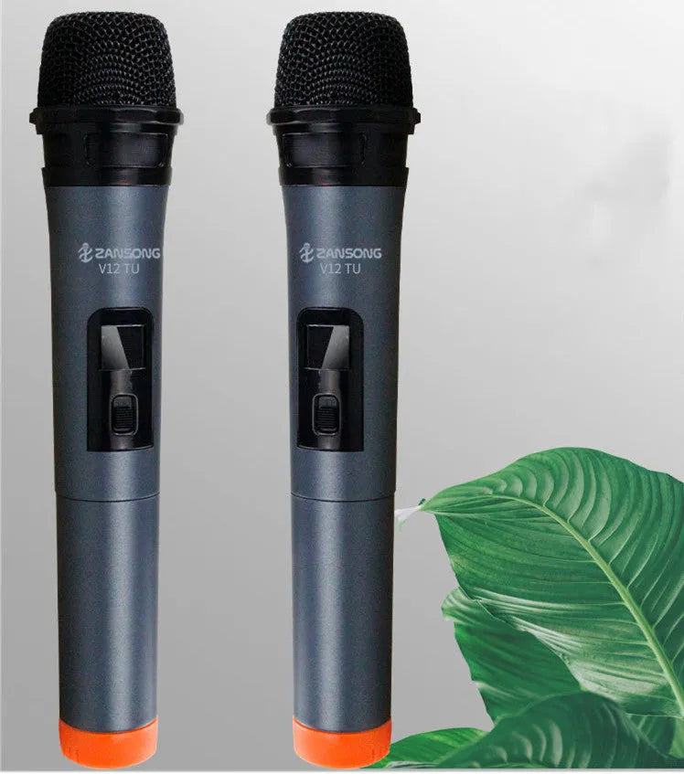 Black dynamic wired microphone V12 with USB receiver and audio cable