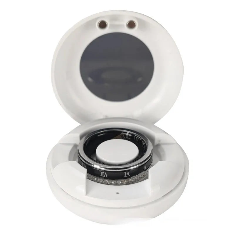 Diamond inlaid smart ring in silver and gold colours showing health monitoring technology integrated into jewellery design