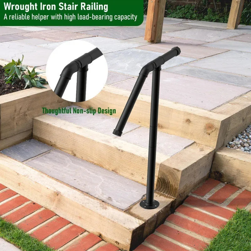 Black metal minimalist ladder support for household use, shown as a single unit.
