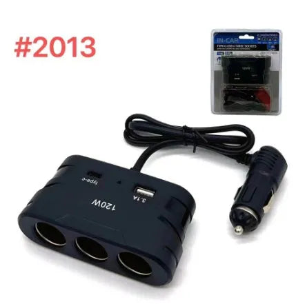 Black plastic car high-power 120W converter charger for vehicle fast charging