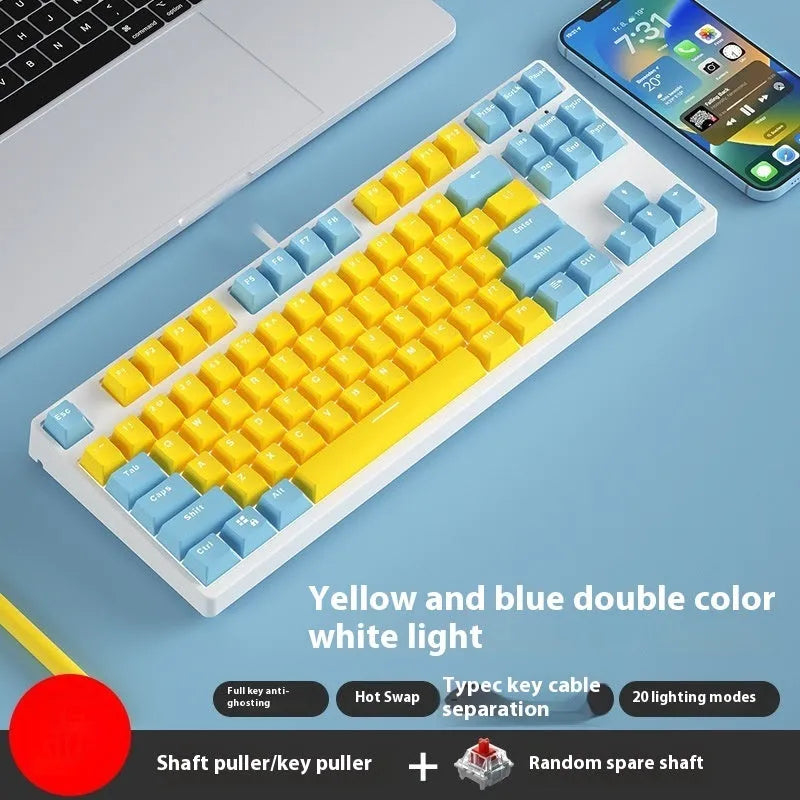 87-key mechanical gaming keyboard with colourful keycaps and metal chassis