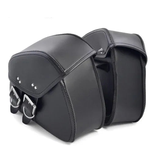 Black PU leather motorcycle saddlebags set of two left and right side storage 28x18x12cm for cruisers and Harley