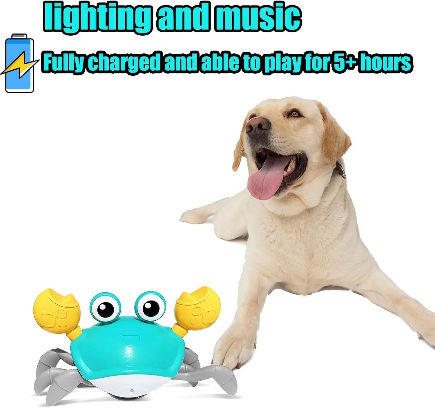 Blue or red ABS plastic crawling crab dog toy with obstacle avoidance sensor