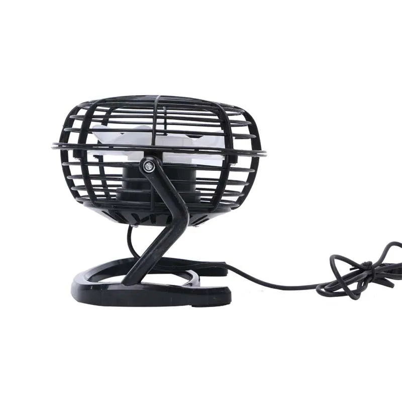 Mini portable USB desk fan in black colour with adjustable angle, 16cm size