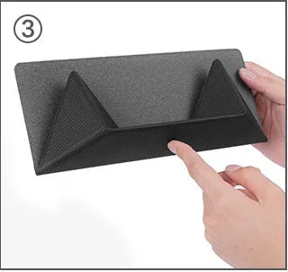 Portable non-slip cooling bracket for laptop with ergonomic design in blue, folded with built-in magnet