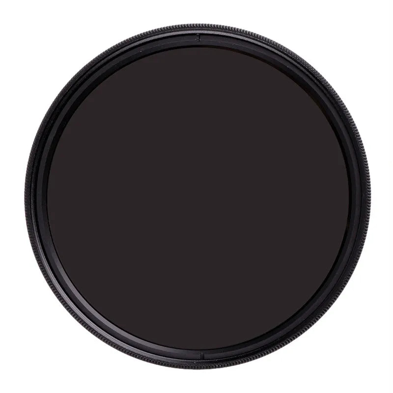 ND8 camera filter with aviation aluminium frame showing thread size options from 49mm to 82mm