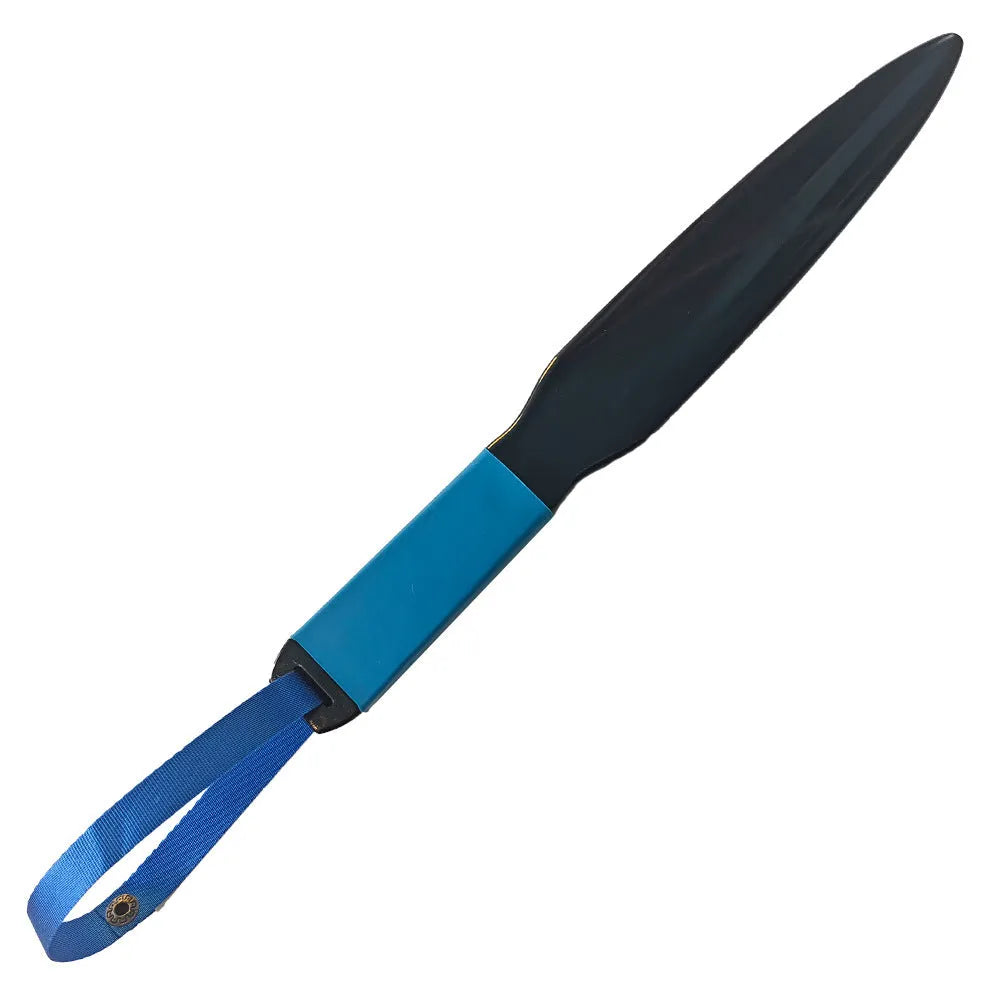 Blue handled nylon dog break stick for training small and medium dogs.