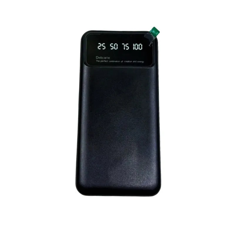 Black ultra-thin 10000mAh fast charging power bank showing slim side profile