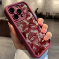Red lip print TPU phone case in wine red for Apple iPhone models with frosted finish and corner airbag protection