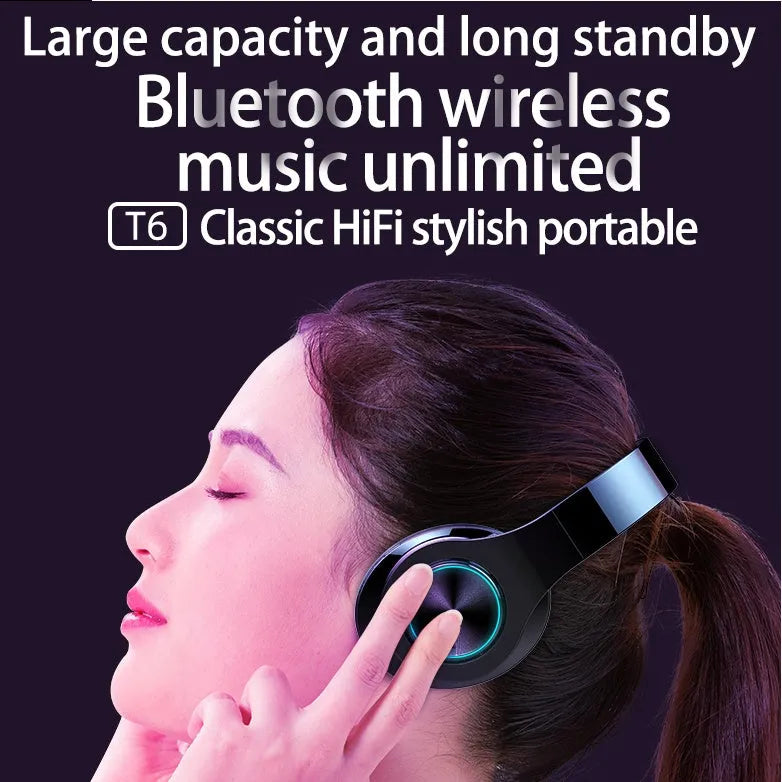 T6 wireless Bluetooth headset with 10-hour battery life and Bluetooth 5.0 connectivity