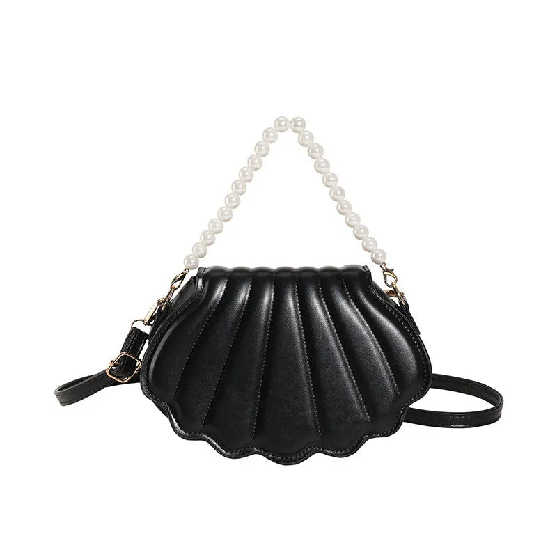 Women's simple messenger bag in PU shell shape with single shoulder strap, available in multiple colours