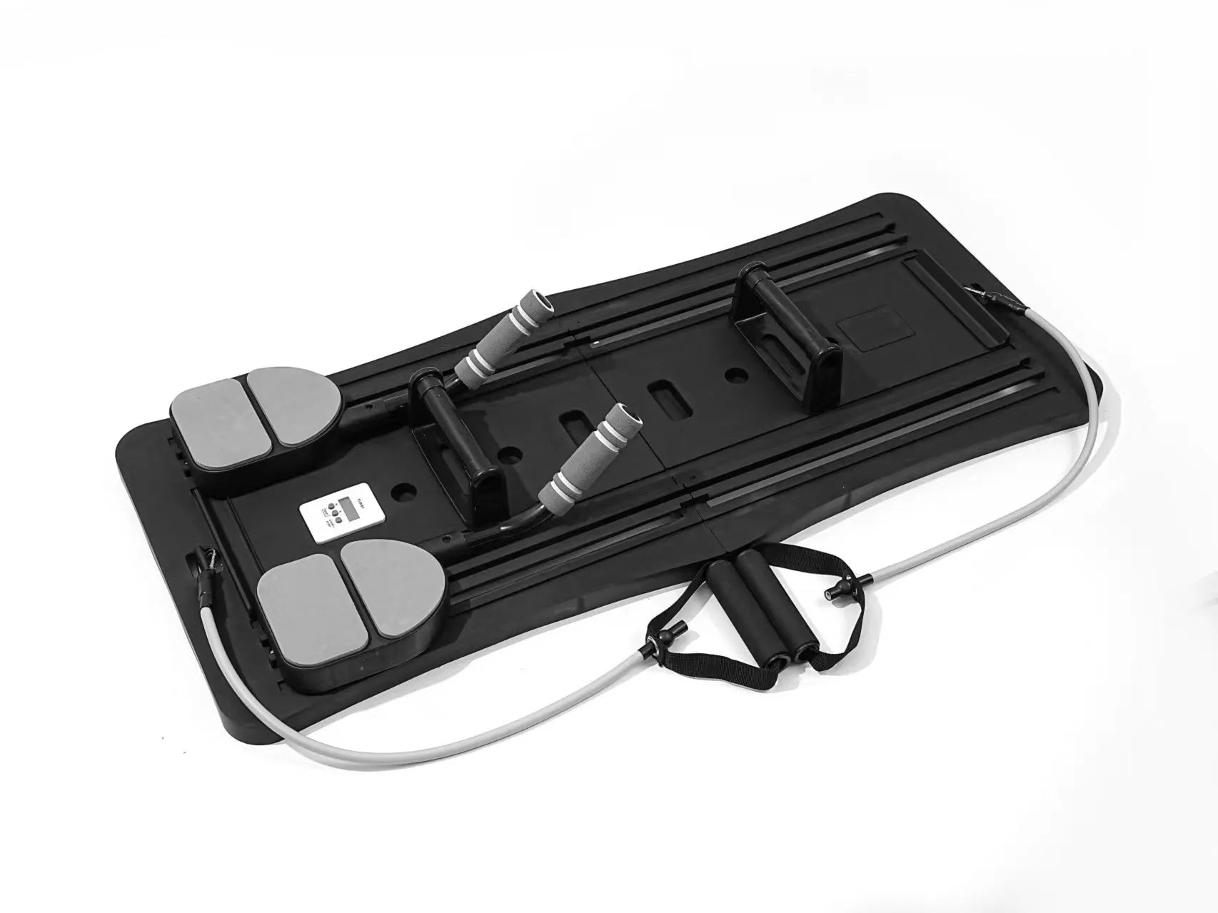 Purple foldable PP plastic belly panel fitness board laid flat on a floor.