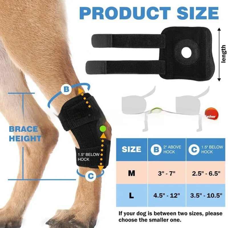Black dog leg guard for ACL rehabilitation and joint protection in multiple sizes