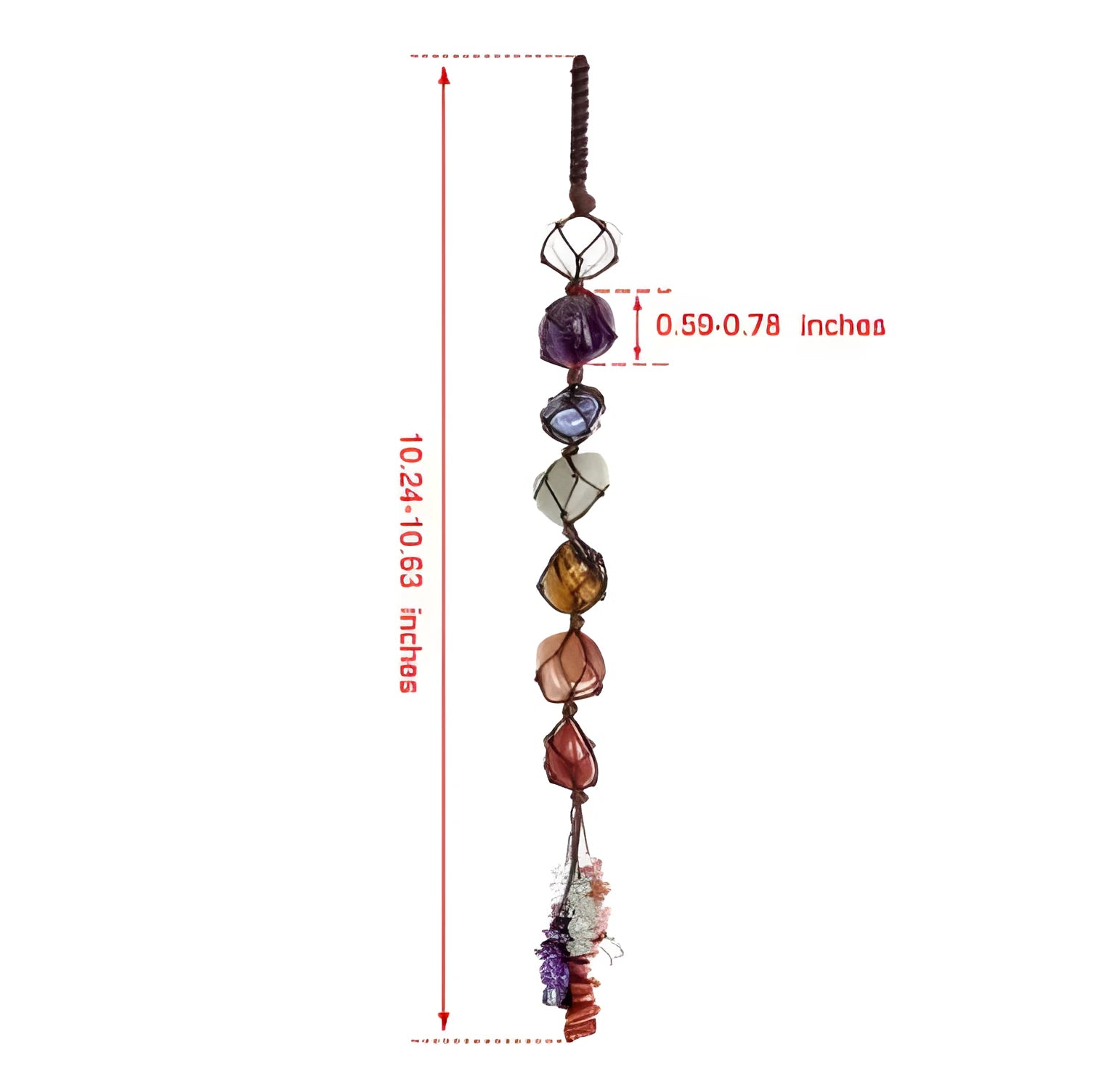 Handmade gemstone car pendant colorful chakra beads hanging from car rear-view mirror