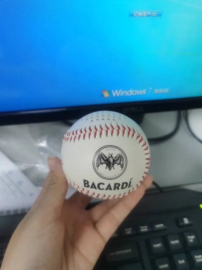 Baseball home Bluetooth speaker in white with 3W output, 600mAh battery, and USB interface