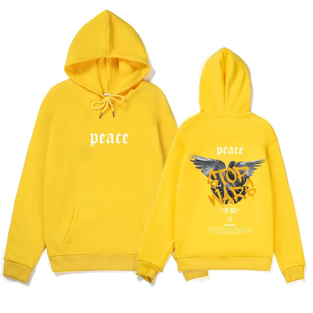 Niche style hip hop hoody in khaki – loose fit long sleeve brushed polyester pullover with hood and front pocket