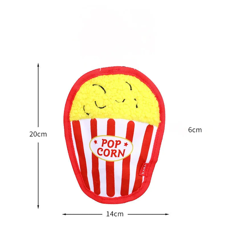 Crinkle and squeak dog toy in hamburger shape for interactive chew play