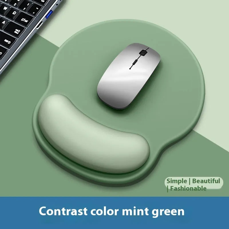 Silicone mouse mat with wrist support pad in gradient blue-black colour pattern