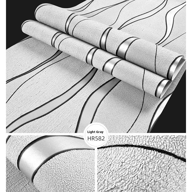Curve stripe 3D decorative wallpaper roll with velvet finish for video walls