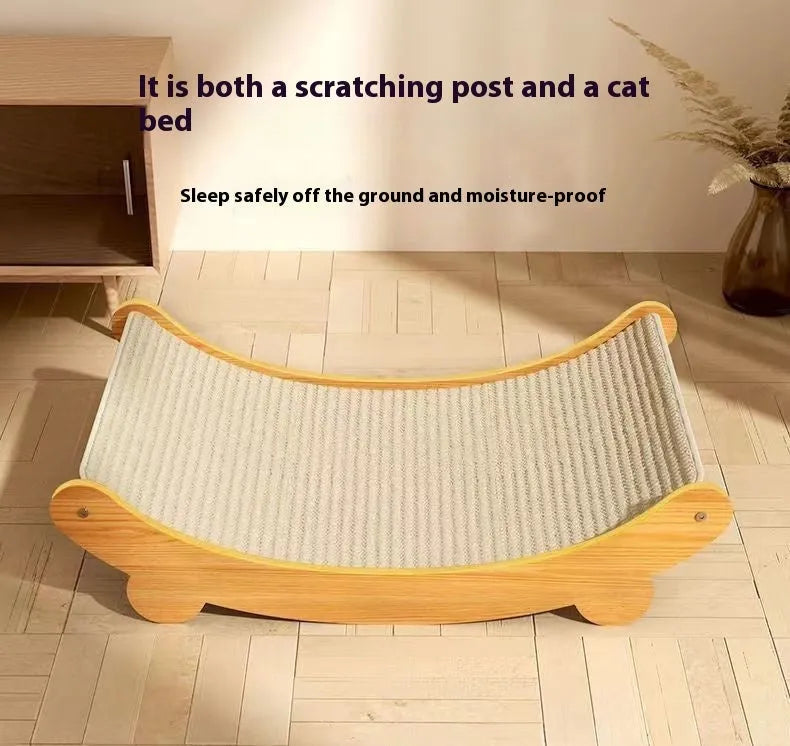 Sisal cat scratch board with replaceable surface in pastoral style design