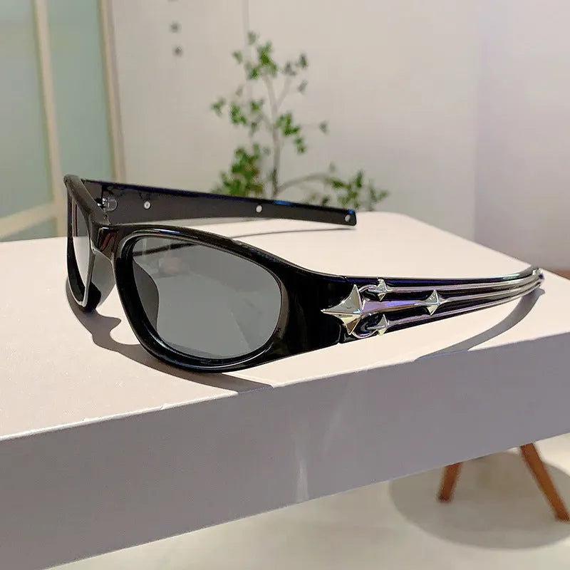 PC frame sports sunglasses with category 3 lenses in black frame blue lens colour option