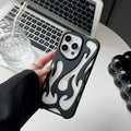 Electroplated hollow flame pattern iPhone case in silver with TPU soft shell construction