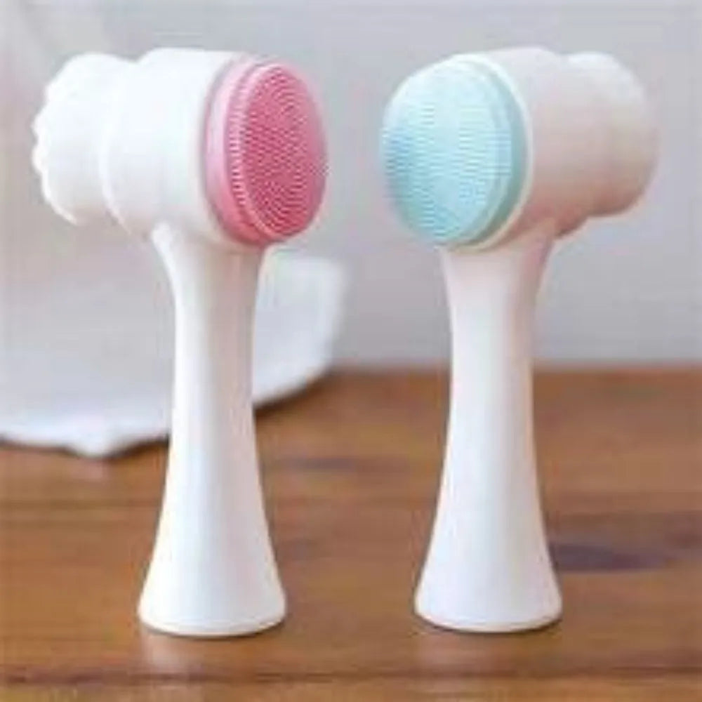 Blue nylon pet paw brush for gentle grooming of dogs and cats