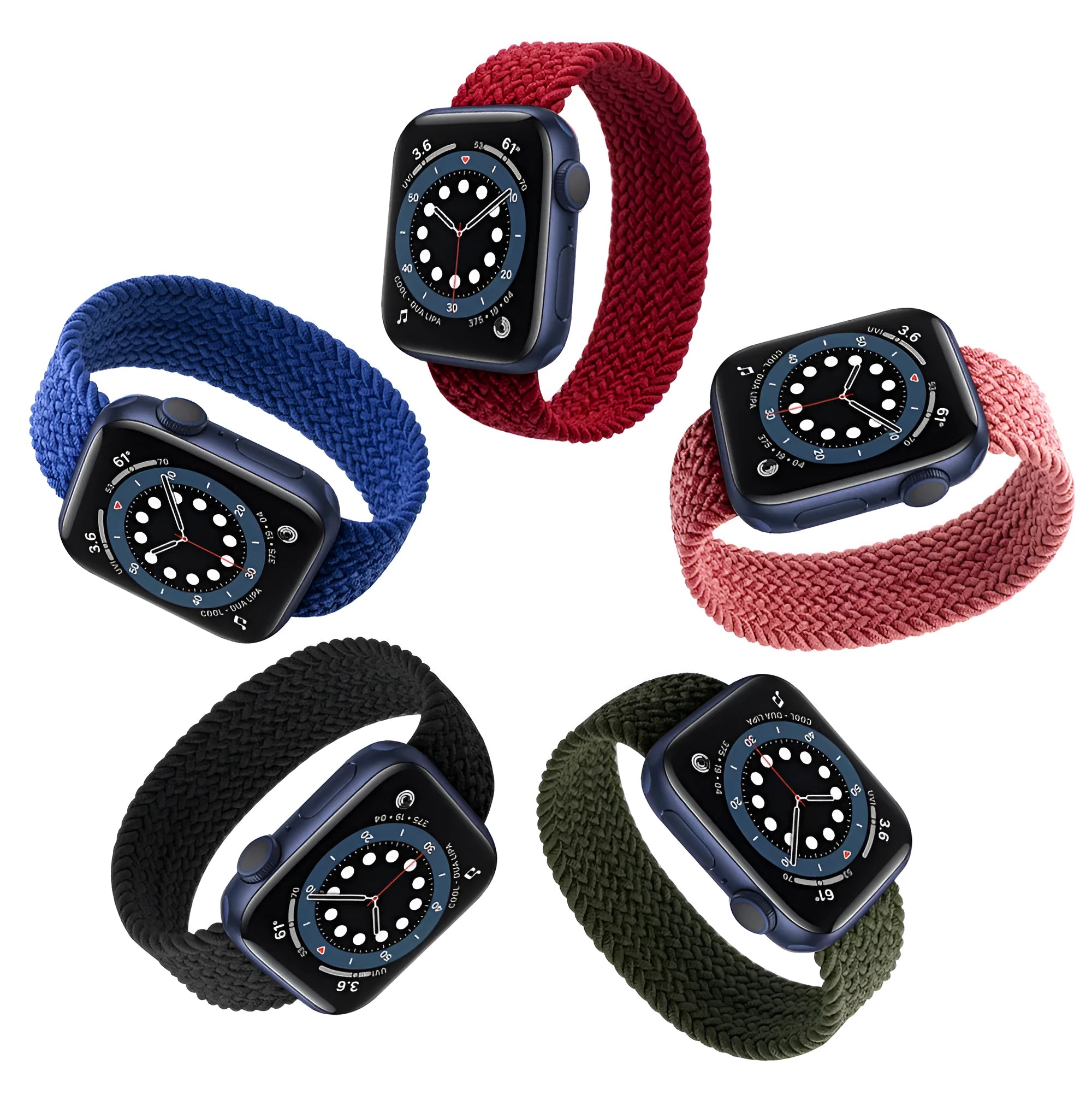 Woven nylon one-piece watch strap with plastic head compatible with Apple Watch in army green