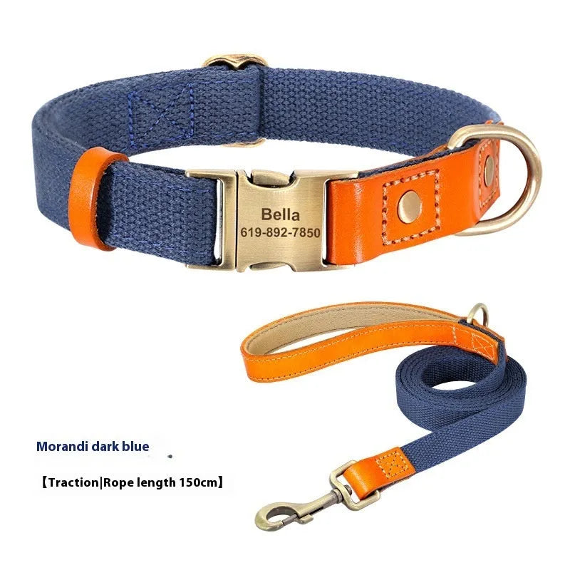 Small dog mohair neck collar and matching traction rope set in Mo Landi green colour
