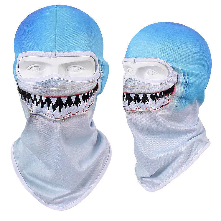 Bakool silk motorcycle skull mask in a skeleton design, sized 36cm by 29cm