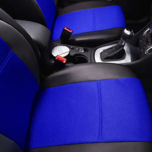 Artificial leather car seat cover set with front seat, backrest, and headrest pieces in multiple colour options