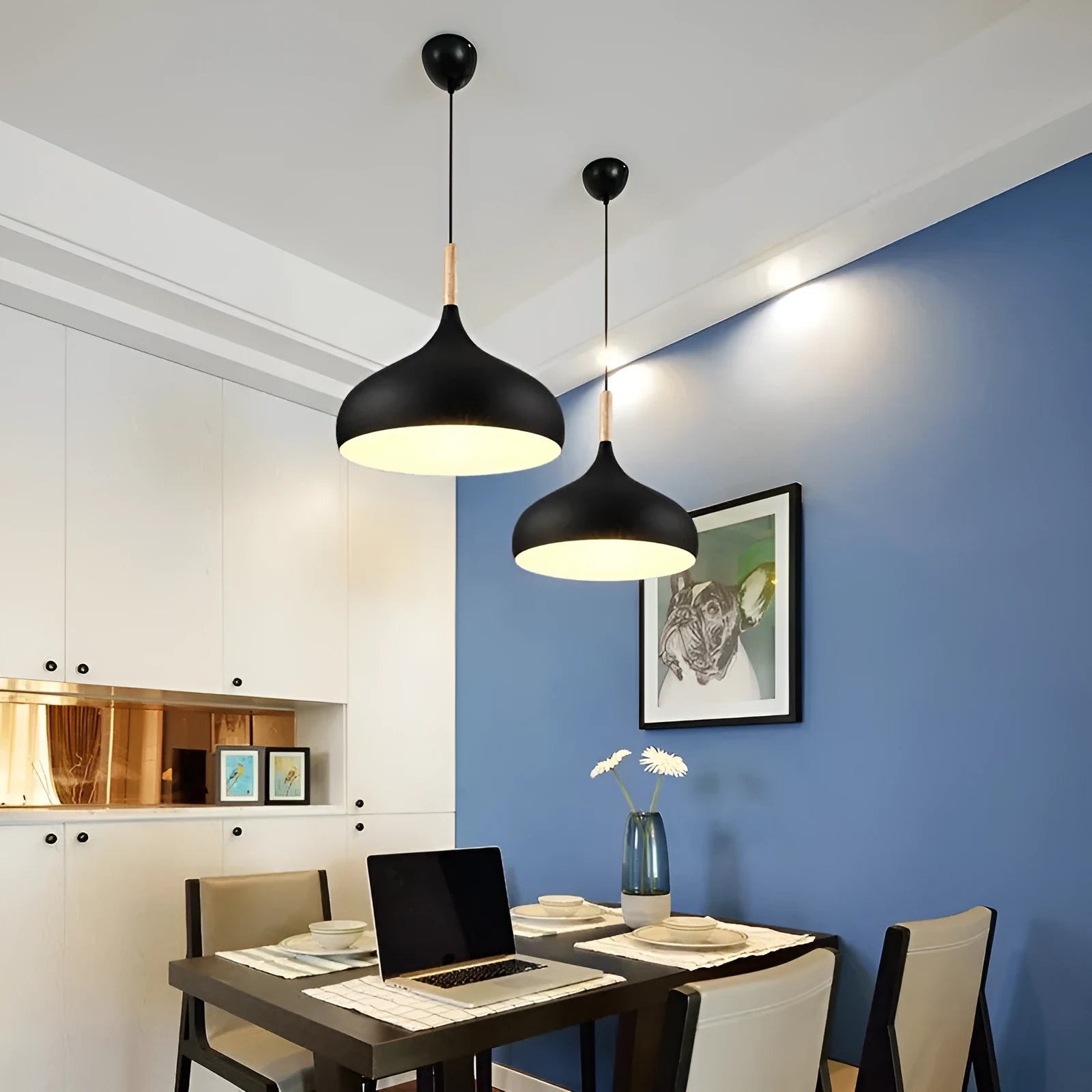 Modern single-head macarone pendant light with an adjustable cord, shown in a selection of colours.